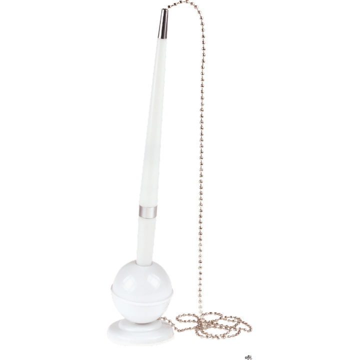 Długopis plastikowy z podstawką i metalowym łańcuszkiem biały 0,7mm LAMIDA A01.2200.00