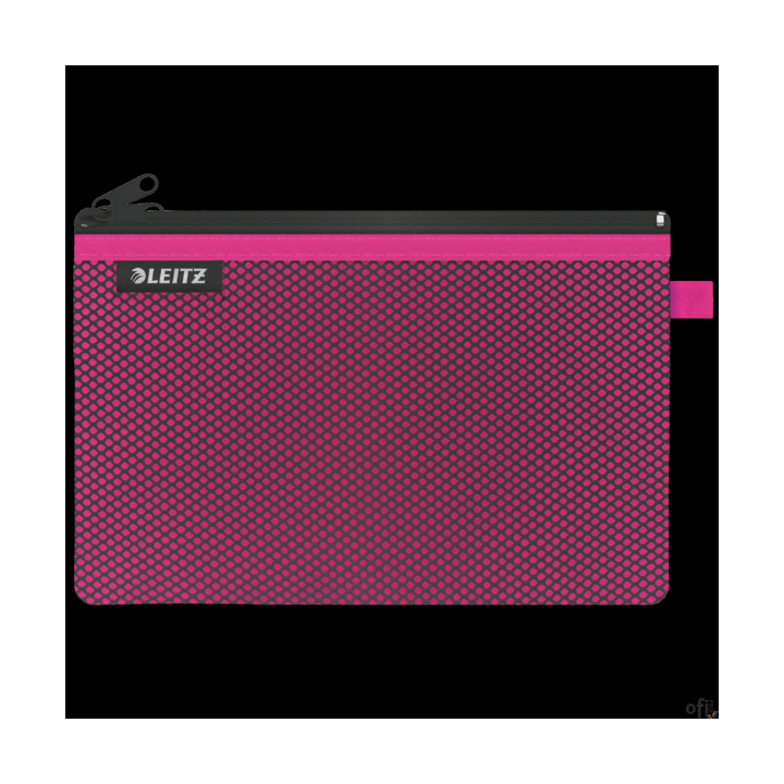 Koszulka z suwakiem z dwoma przegródkami Leitz WOW, rozmiar L, różowa 40130023