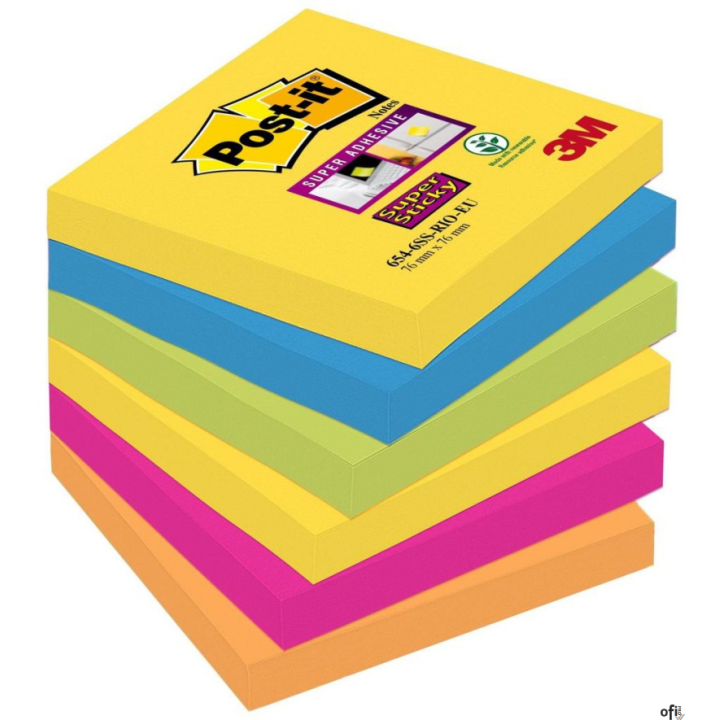 Nowy indeks blk0039011 Bloczek samoprzylepny POST-IT Super Sticky (654-6SS-RIO), 76x76mm, 6x90 kart., paleta Rio de Janeiro
