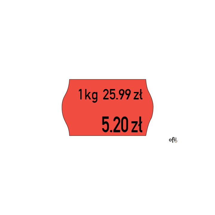 Etykiety cenowe w rolce do metkownicy dwurzędowej Meto, 26x16 mm, czerwone opakowanie 6 rolek M30014337