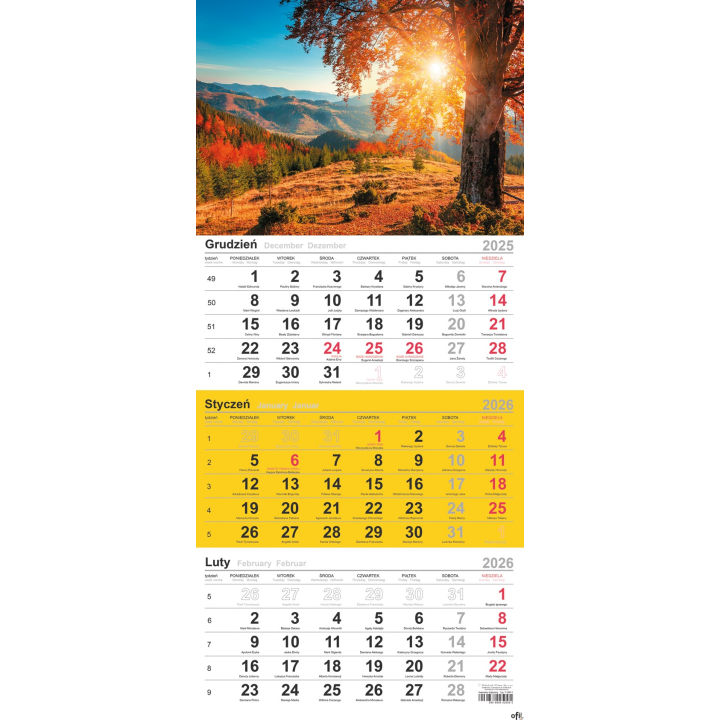 Kalendarz trójdzielny (H) 2026 Michalczyk i Prokop T-106T-12