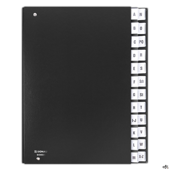 Teczka A4 korespondencyjna DONAU A-Z czarna 8694001-01