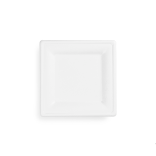 Talerz z trzciny cukrowej, kwadratowy 20x20cm, biały, op. 50 szt. 100% biodegradowalny 84586