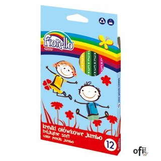 Kredki ołówkowe FIORELLO SUPER SOFT, 12 kolorów JUMBO, trójkątne 170-2218