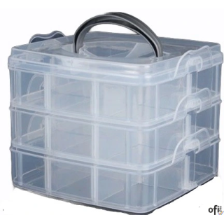 Organizer pojemnik 18 przegródek 3 warstwy 15x15x12,5cm  P2007623 na śrubki / koraliki