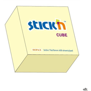 Bloczek STICKN 76x76mm 400k żółty pastelowy 21072