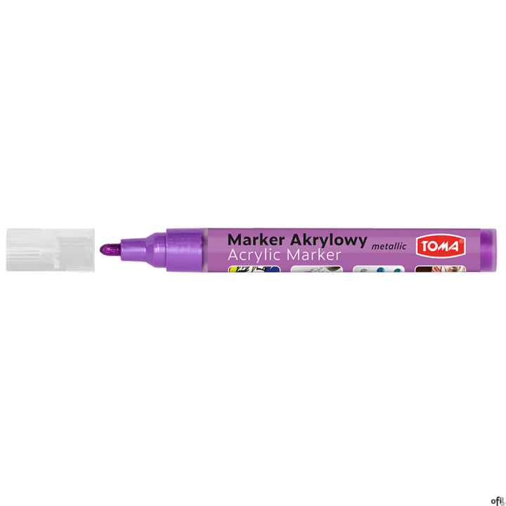 Marker akrylowy, fibrowa końcówka okrągła 2-5mm,  fioletowy metalic TO-402 Toma