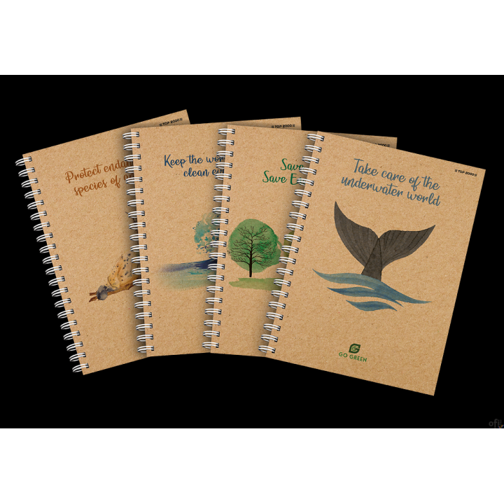 Kołozeszyt TOP 2000 GO GREEN A4 80k 70g okładka kraft 225g fsc kratka z marginesem 400155221