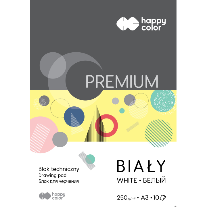 Blok techniczny PREMIUM biały A3, 250g, 10 ark, Happy Color HA 3725 3040-0