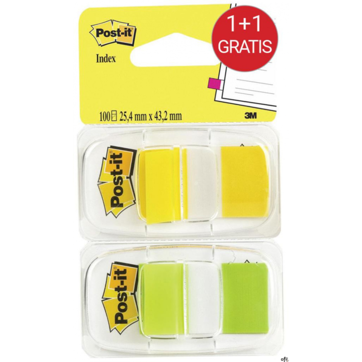 Zestaw zakładek indeksujących Post-it_ (6923SP-45PO), pp, 25,4x43,1mm, 2x50 kart., żółty/zielony