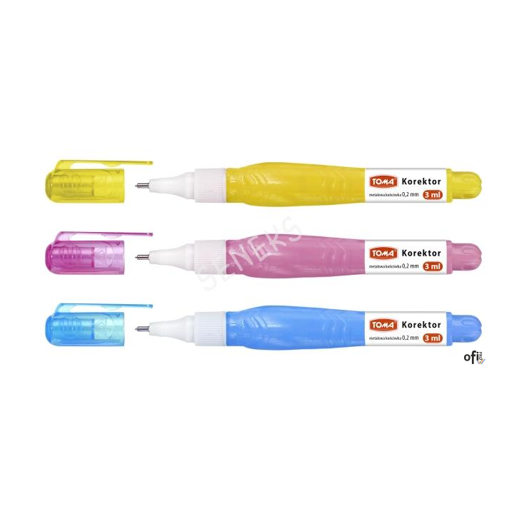 Korektor w płynie MINI, końcówka metalowa 0,2mm 3ml, biały TO-013 Toma
