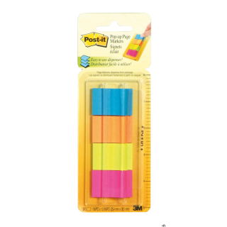 Znaczniki POST-IT_ w podajniku (672-P1), papier, 25,4x38mm, 4x50 kart., mix kolorów neonowy