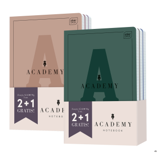 Zeszyt A5 60k. kratka 90g. (3 szt.) ACADEMY Hybrid mix INTERDRUK