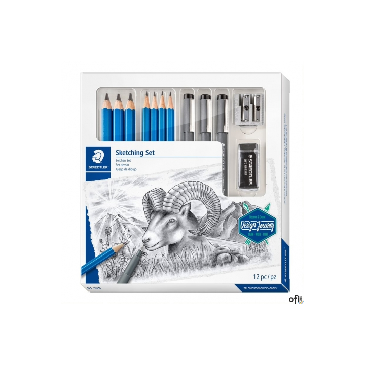 Zestaw Design Journey: 7 x ołówek Lumograph, 3 x pisak 308, temperówka, gumka, Staedtler S 61 100