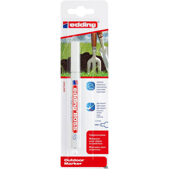 Marker odporny na warunki atmosferyczne 1-2 mm biały 1 szt. blister Edding 8055/1/B/BL