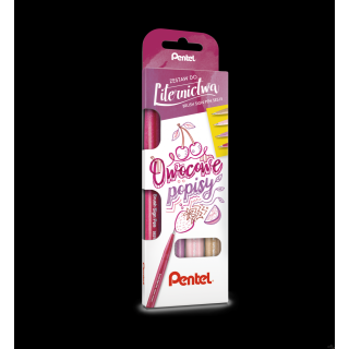 Zestaw pisaków pędzelkowych do kaligrafii i liternictwa OWOCOWE POPISY SES15C-ST4BEPPPL PENTEL