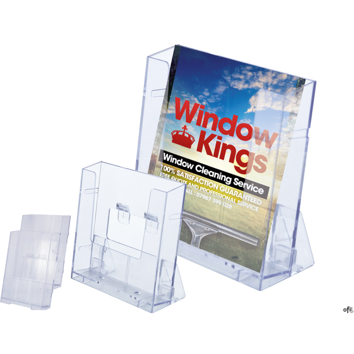 Stojak na ulotki A4, jedna kieszeń, BALUT plastikowy, transparentny