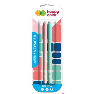 Długopis wymazywalny TRENDY  0.5mm niebieski 2 szt. na blistrze Happy Color HA 4120 01TR-3 BK2