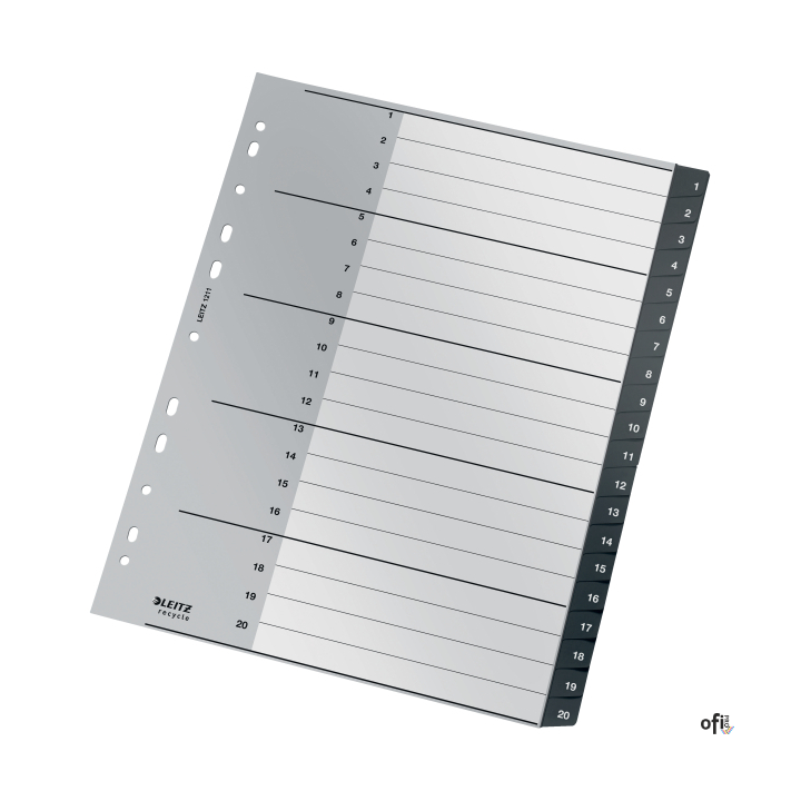 Przekładki Recycle 1 - 20, A4, PP, czarne Leitz, 12110000