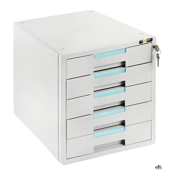 Szafka na dokumenty YELLOW ONE YL-SP05GY plastikowa - 5 szufl. + zamek, szaro-niebieska 120-1893
