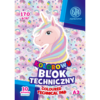 Blok kolorowy barwiony w masie ASTRAPAP A3 170g 10 ark BS&Unicorn, 106021008