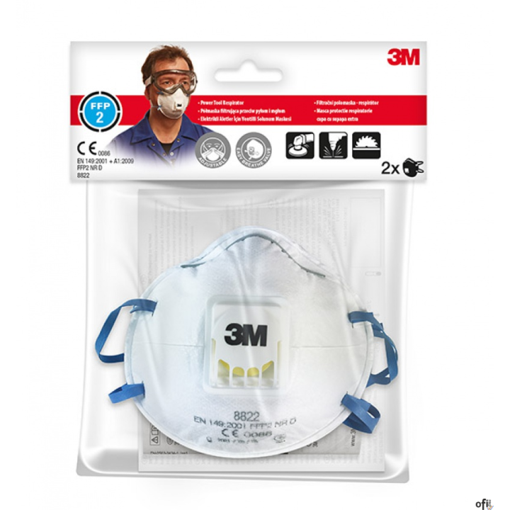 Półmaska ochronna z zaworkiem 3M Cool Flow FFP2 (8822), przeciw pyłom i mgłom