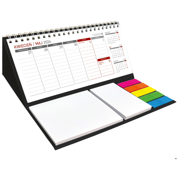 Kalendarz z notesem tygodniowy spiralowany KB044B czarny 2026 WOKÓŁ NAS