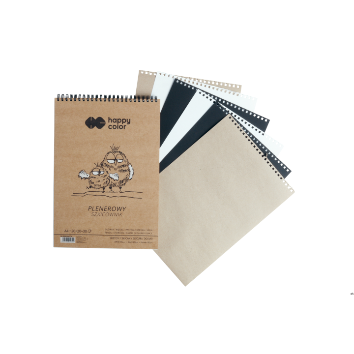 Szkicownik na spirali PLENEROWY A5, 70 ark, 3 kolory, 80/90g, Happy Color HA 3808 1520-P70