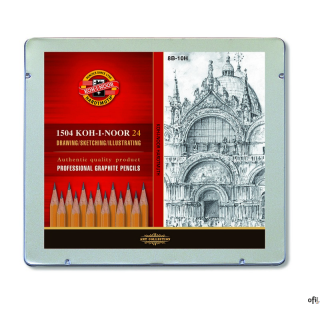 Ołówek grafitowy 8B-10H 1504/M 24szt.op.metal KOH I NOOR