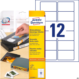 Etykiety na kasety L4742REV-25 78,7 x 46,6 25ark Usuwalne, Avery Zweckform