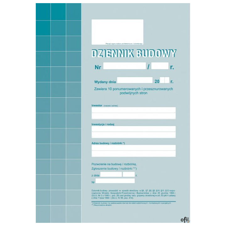 603-1Z Dziennik budowy MICHALCZYK&PROKOP A4 album 20 stron