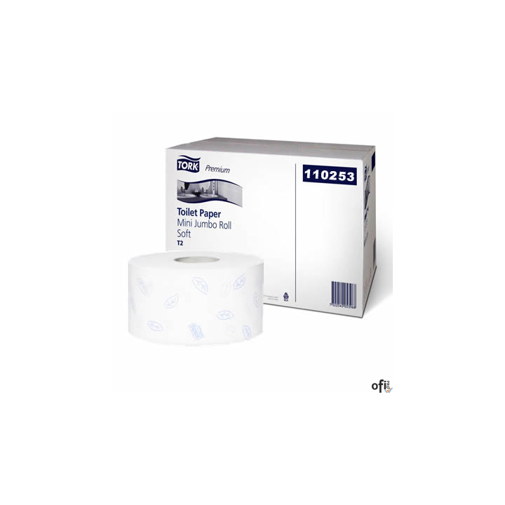 Papier toaletowy Tork PREMIUM mini jumbo, 2 warstwy, kolor biały, makulatura, 170m, (12) system T2 110253