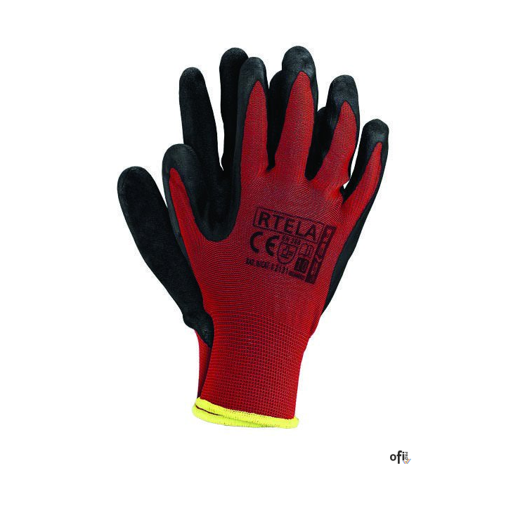 Rękawice powlekane czerwono-czarne rozmiar 10 RTELA