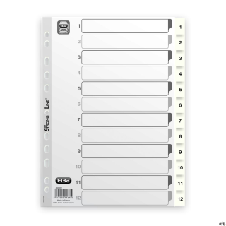 Przekładki numeryczne A4 MAXI 1-12, białe, polipropylenowe, OXFORD 100204771