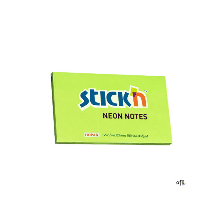 Bloczek STICKN 127x76mm zielony neon 100k 21171 STICKN