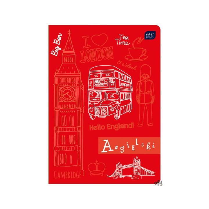 Zeszyt A5 60k.kratka J.ANGIELSKI HYBRID FSC C RED INTERDRUK