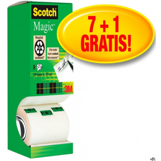 Taśma biurowa SCOTCH_ Magic_ (9-1933R8), matowa, 19mm, 33m, 7szt., 1 rolki GRATIS