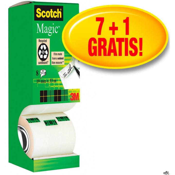 Taśma biurowa SCOTCH_ Magic_ (9-1933R8), matowa, 19mm, 33m, 7szt., 1 rolki GRATIS