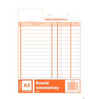 Dowód wewnetrzny A5, 40 kartek offset, 10-K12 DOTTS