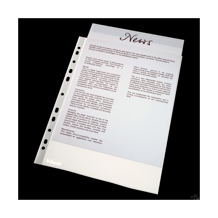 Koszulki groszkowe A4 Esselte, 43 mic., 100 szt., w kartonie, 56133