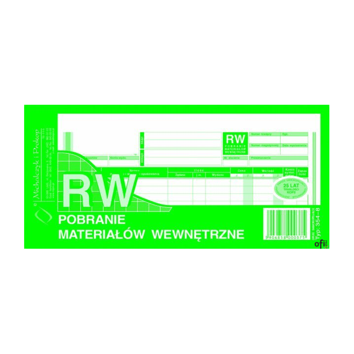 354-8 RW pobranie materiałów wewnętrzne 1/3A4 80 kartek MICHALCZYK