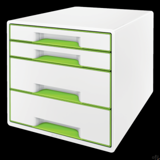 Pojemnik z 4 szufladami Leitz WOW, biały / zielony 52132054