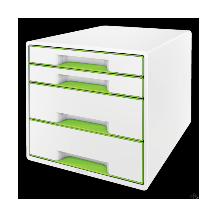 Pojemnik z 4 szufladami Leitz WOW, biały / zielony 52132054