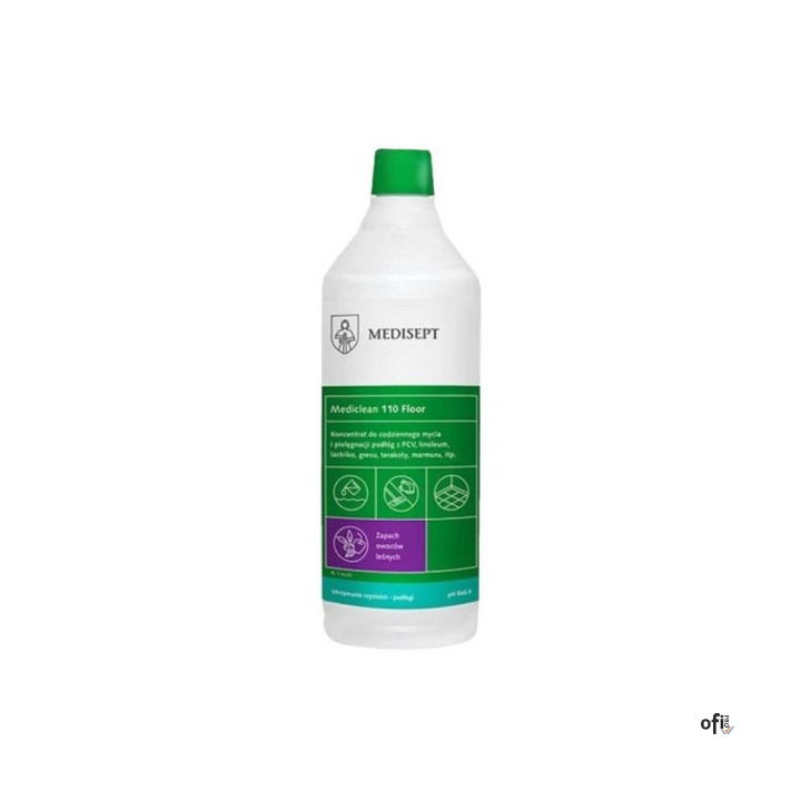 MEDICLEAN 110 Floor koncentra do mycia i pielęgnacji wodoodpornych podłóg 1L (owoce leśne)