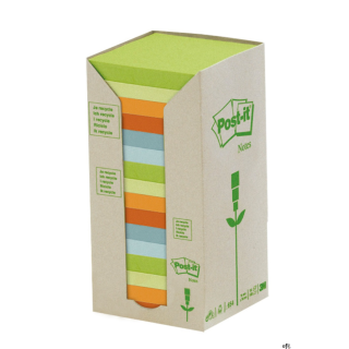 Bloczek samoprzylepny ekologiczny POST-IT_ (654-1RPT), 76x76mm, 16x100 kart., pastelowy