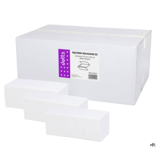 Ręczniki składane ZZ, PREMIUM, 100% celuloza, białe, 2-warstwowe, DOTTS, 21x25cm, 3000 listków