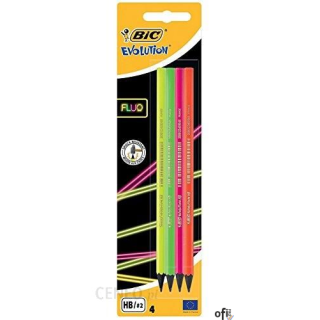 Zestaw Ołówek bez gumki 4 szt. mix Evolution Fluo 650 HB Blister BIC 940758