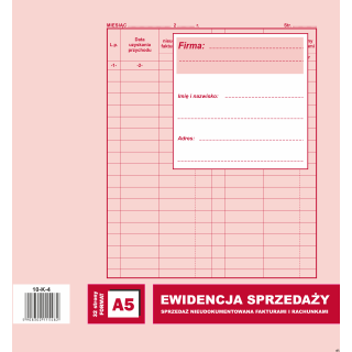 Ewidencja sprzedaży A5, 32 strony offset 10-K-4 DOTTS