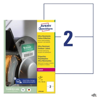 Etykiety polietylenowe ultra resistant, A4, 40 ark./op., 210x148mm, AVERY ZWECKFORM, L7916-40 SALE