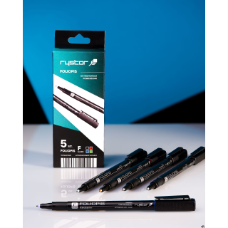 Foliopis permanentny FF-6 RYSTOR komplet 5sztuk w etui. 437-528